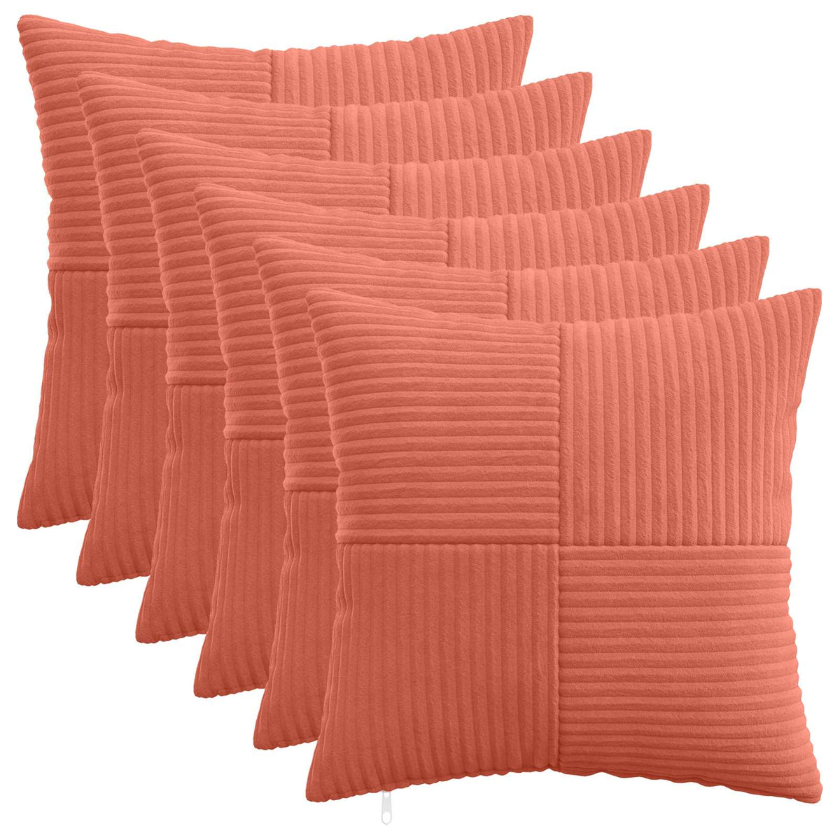 Cushion Cover 6 pcs ALMELO Red Orange 50 x 50 cm Corduroy