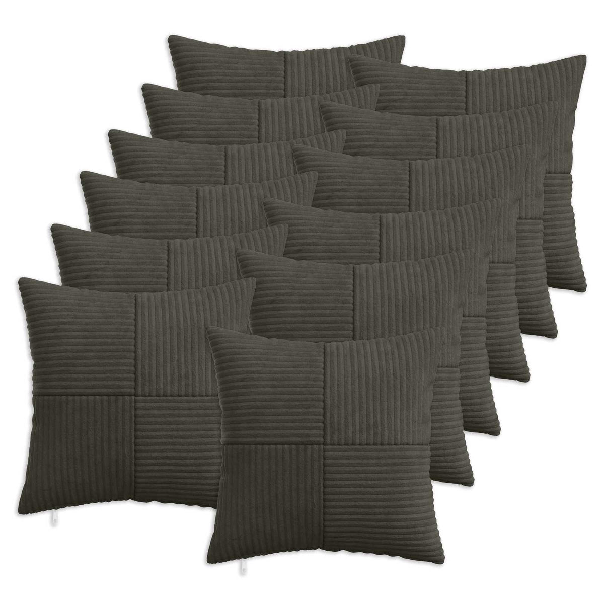 Cushion Cover 12 pcs ALMELO Anthracite 50 x 50 cm Corduroy