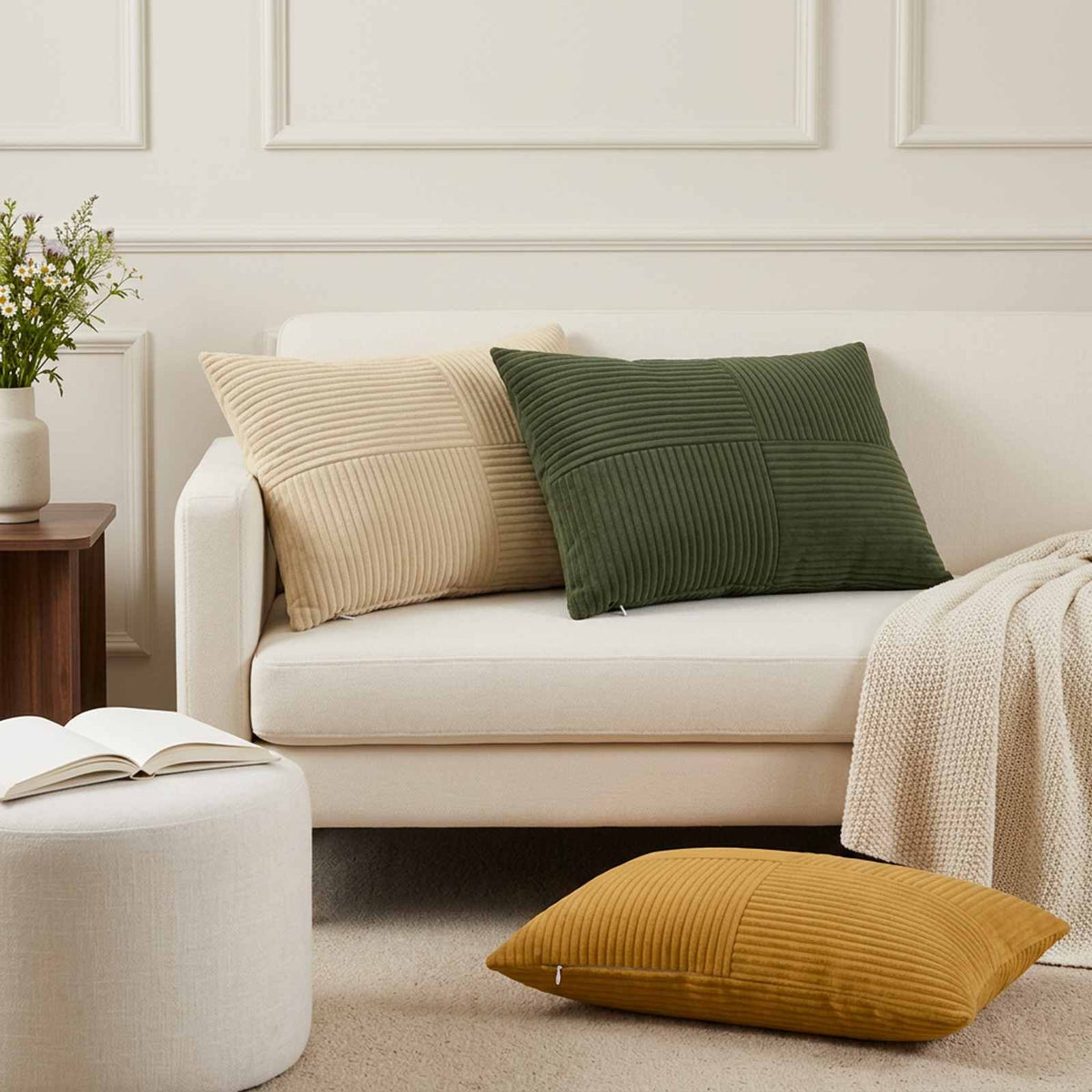 Cushion Cover 6 pcs ALMELO Yellow 50 x 70 cm Corduroy