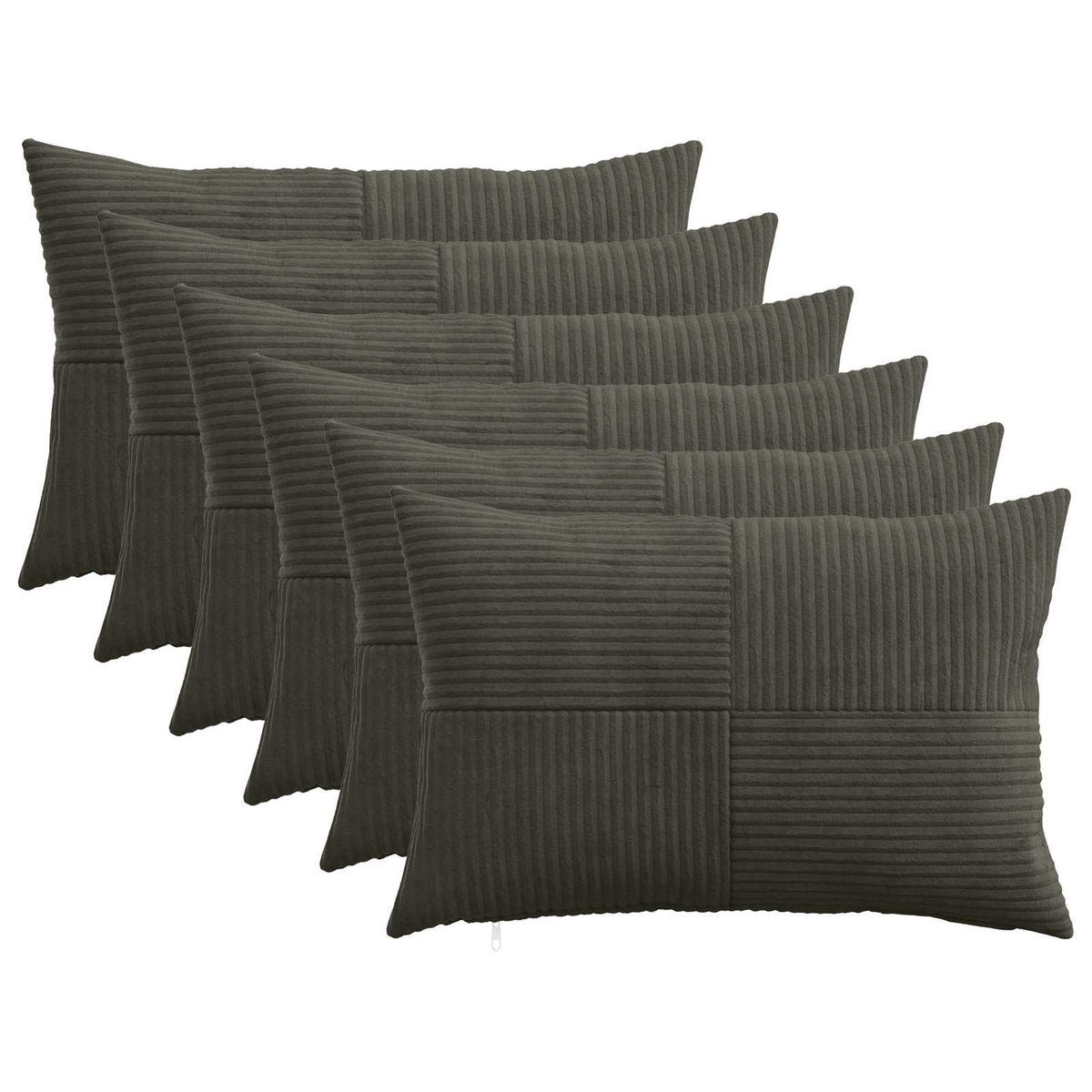 Cushion Cover 6 pcs ALMELO Anthracite 50 x 70 cm Corduroy
