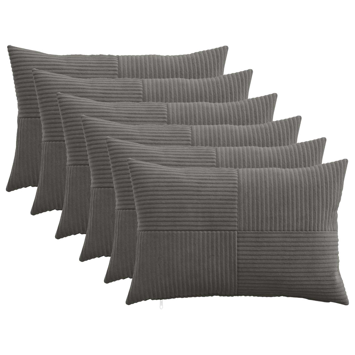 Cushion Cover 6 pcs ALMELO Dark Grey 50 x 75 cm Corduroy