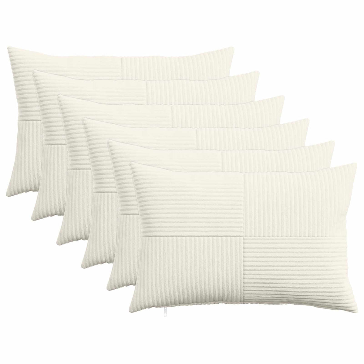 Cushion Cover 6 pcs ALMELO Cream 50 x 75 cm Corduroy