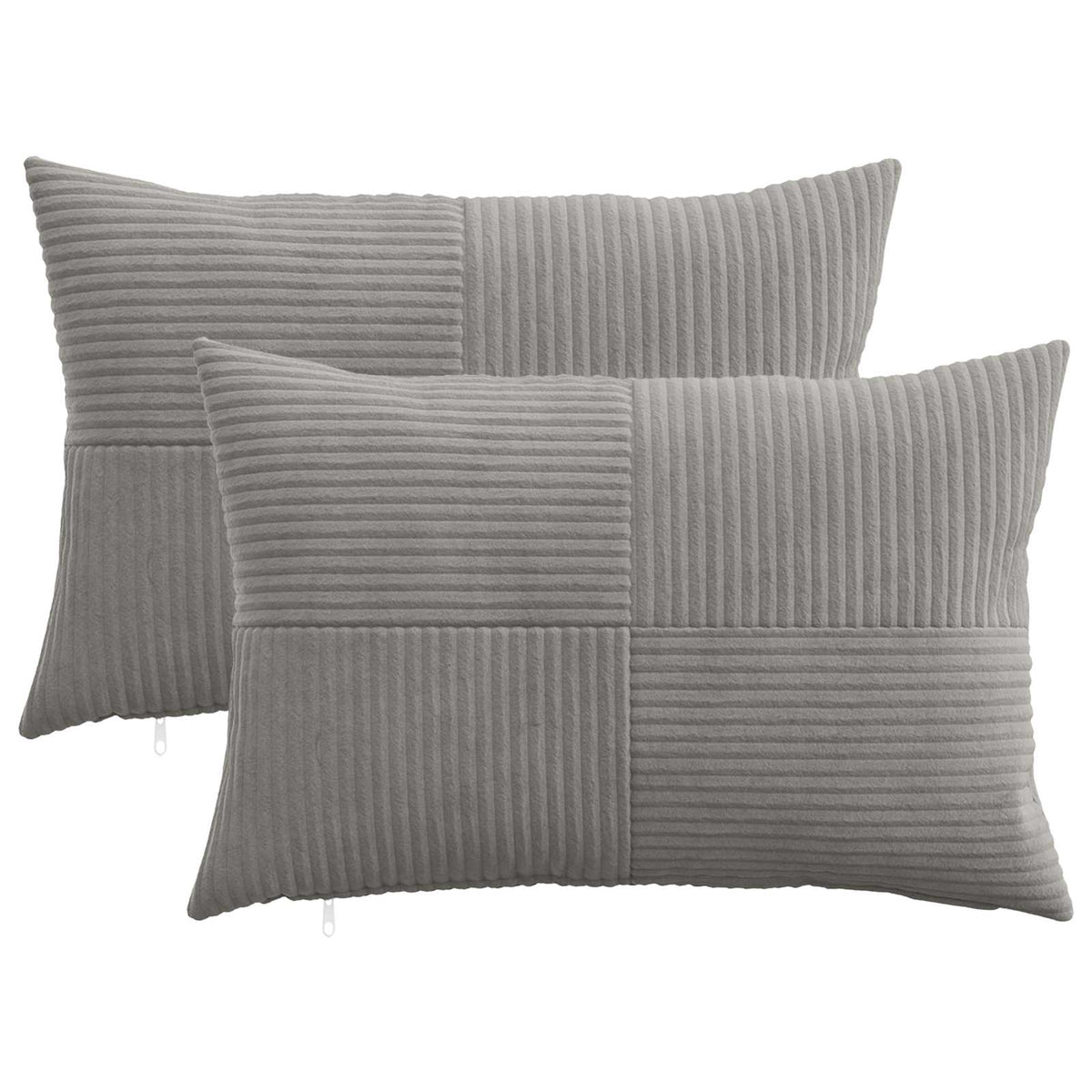 Cushion Cover 2 pcs ALMELO Light Grey 50 x 80 cm Corduroy