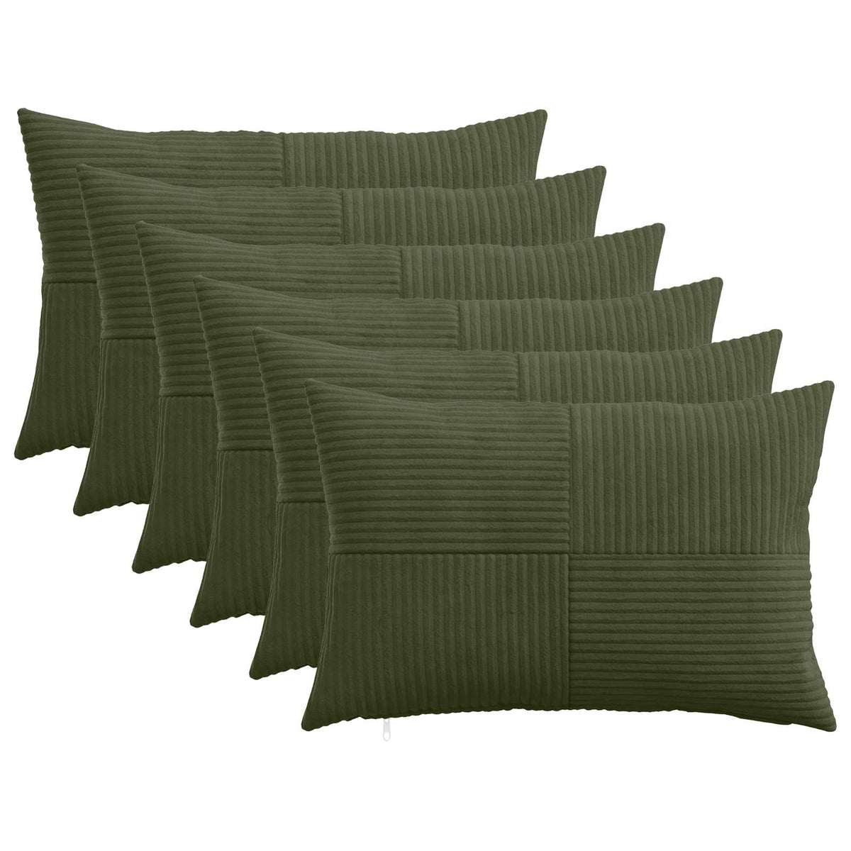 Cushion Cover 6 pcs ALMELO Green 50 x 80 cm Corduroy