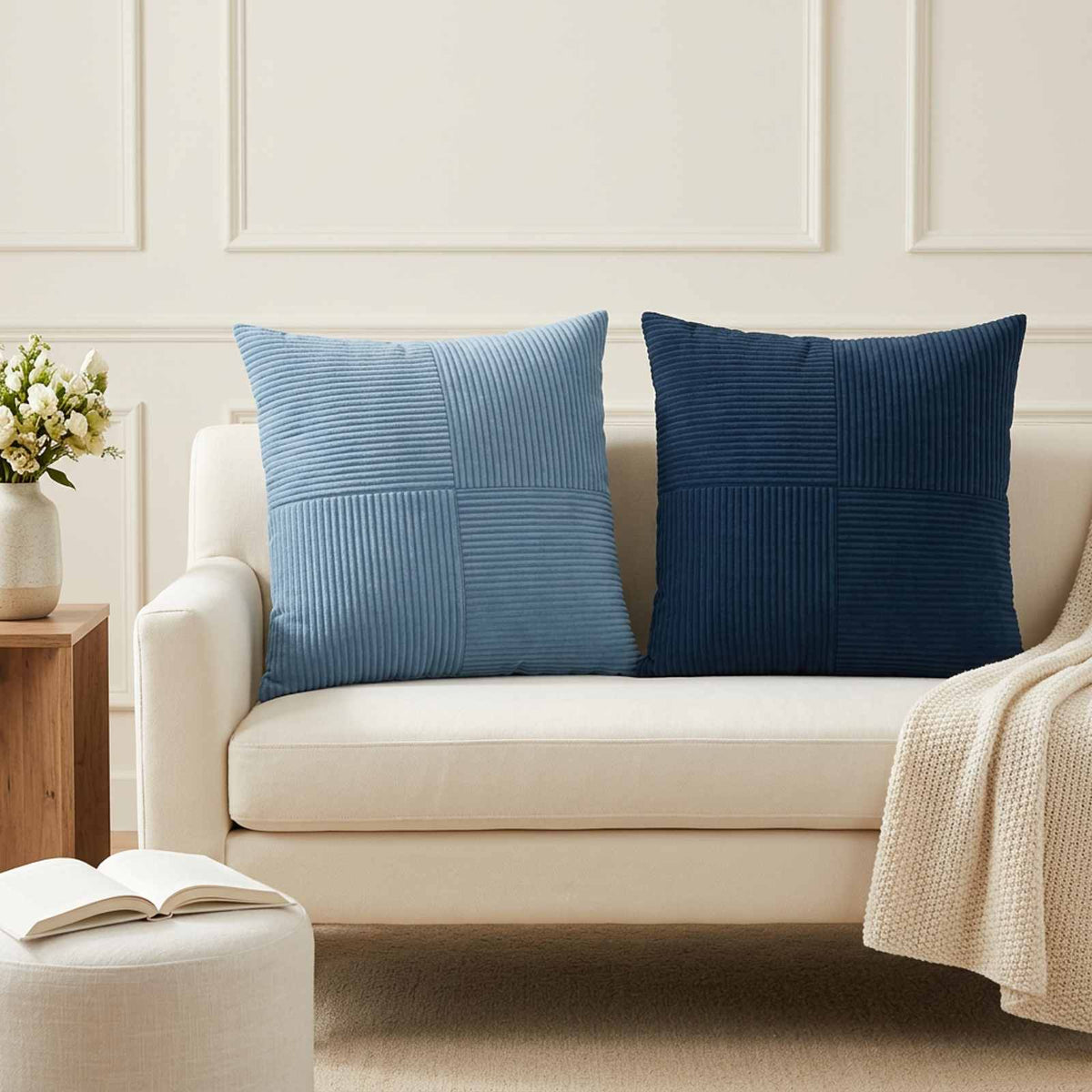 Cushion Cover 6 pcs ALMELO Navy Blue 60 x 60 cm Corduroy