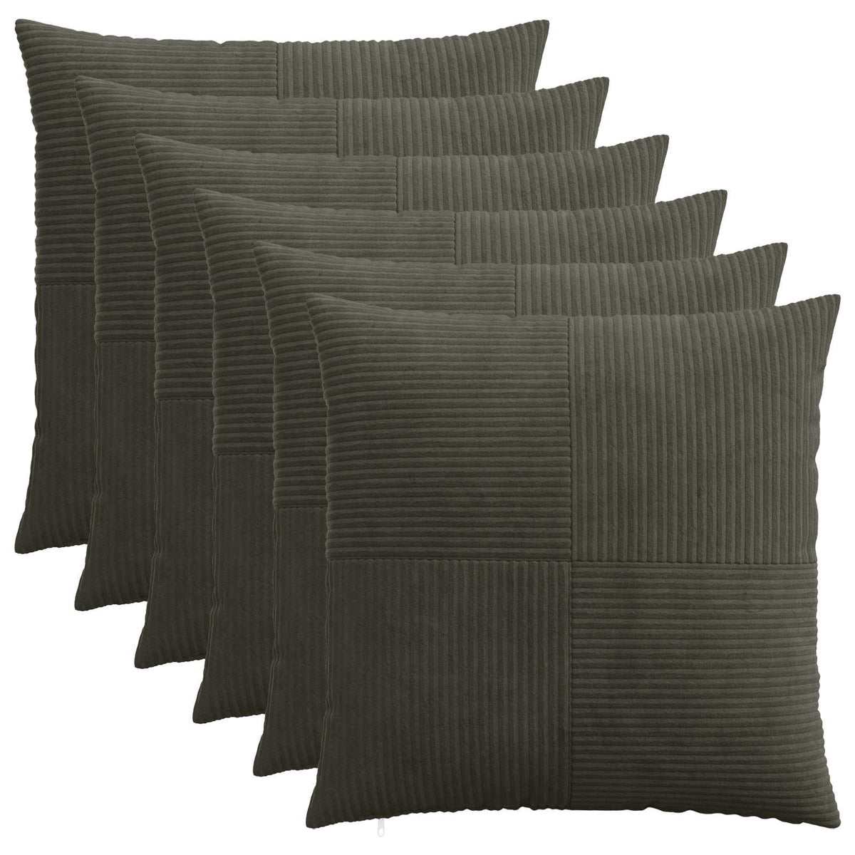 Cushion Cover 6 pcs ALMELO Anthracite 55 x 55 cm Corduroy