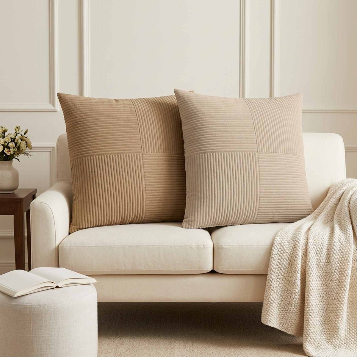 Cushion Cover 6 pcs ALMELO Taupe 55 x 55 cm Corduroy