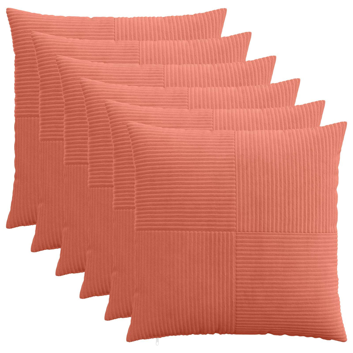 Cushion Cover 6 pcs ALMELO Red Orange 60 x 60 cm Corduroy