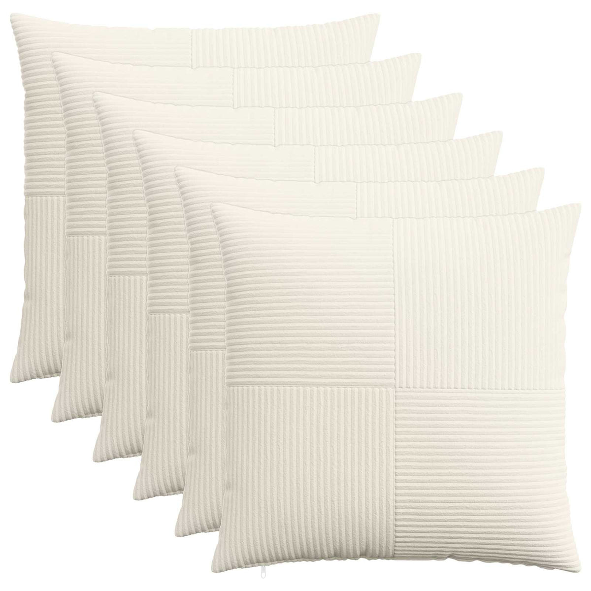 Cushion Cover 6 pcs ALMELO Cream 65 x 65 cm Corduroy