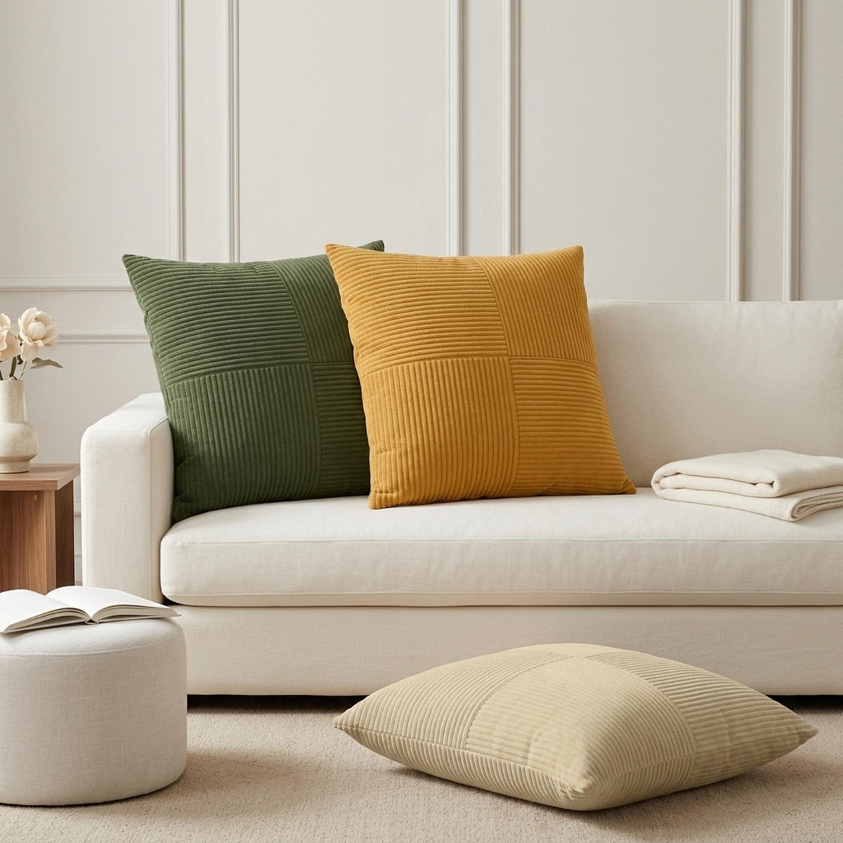Cushion Cover 6 pcs ALMELO Green 80 x 80 cm Corduroy
