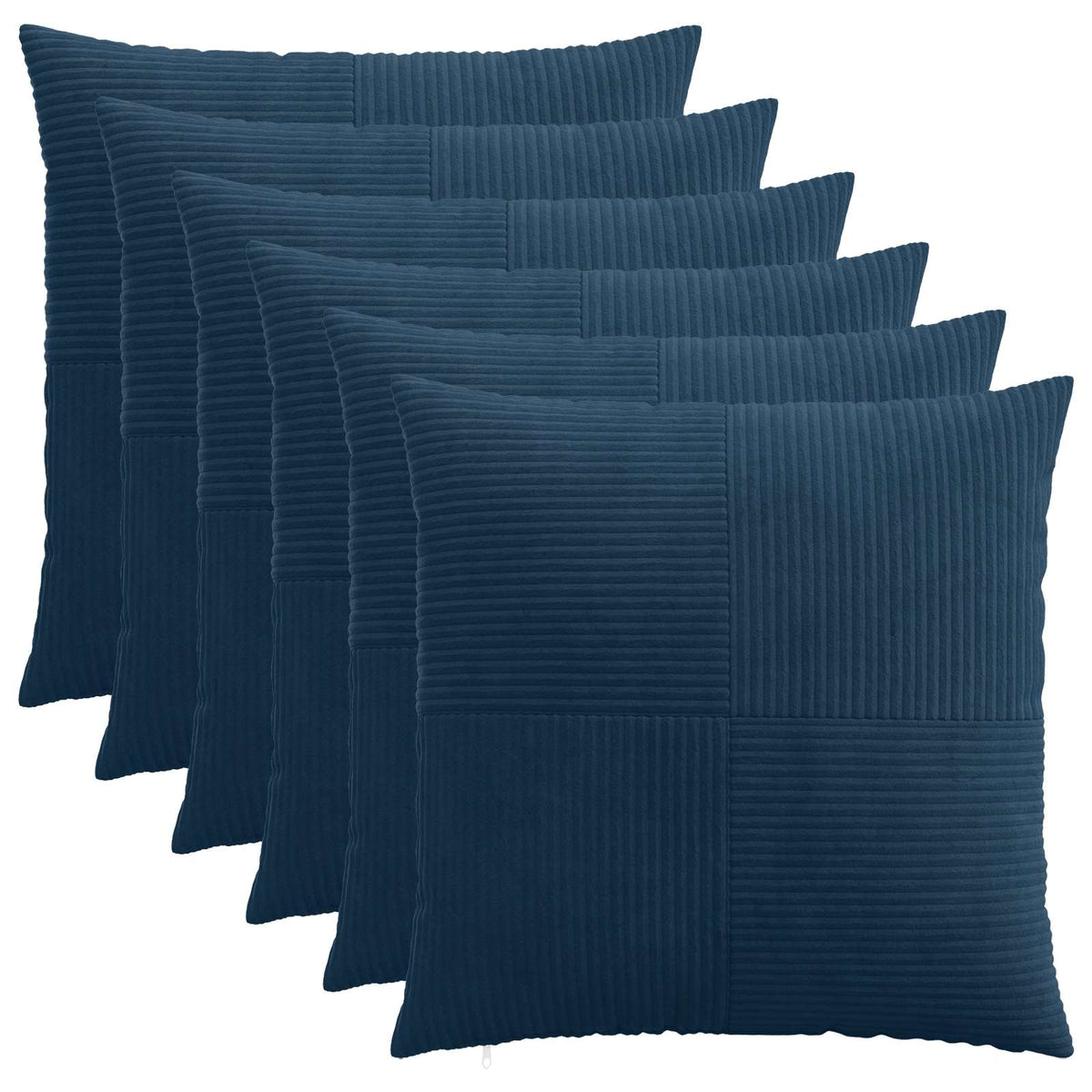 Cushion Cover 6 pcs ALMELO Navy Blue 70 x 70 cm Corduroy