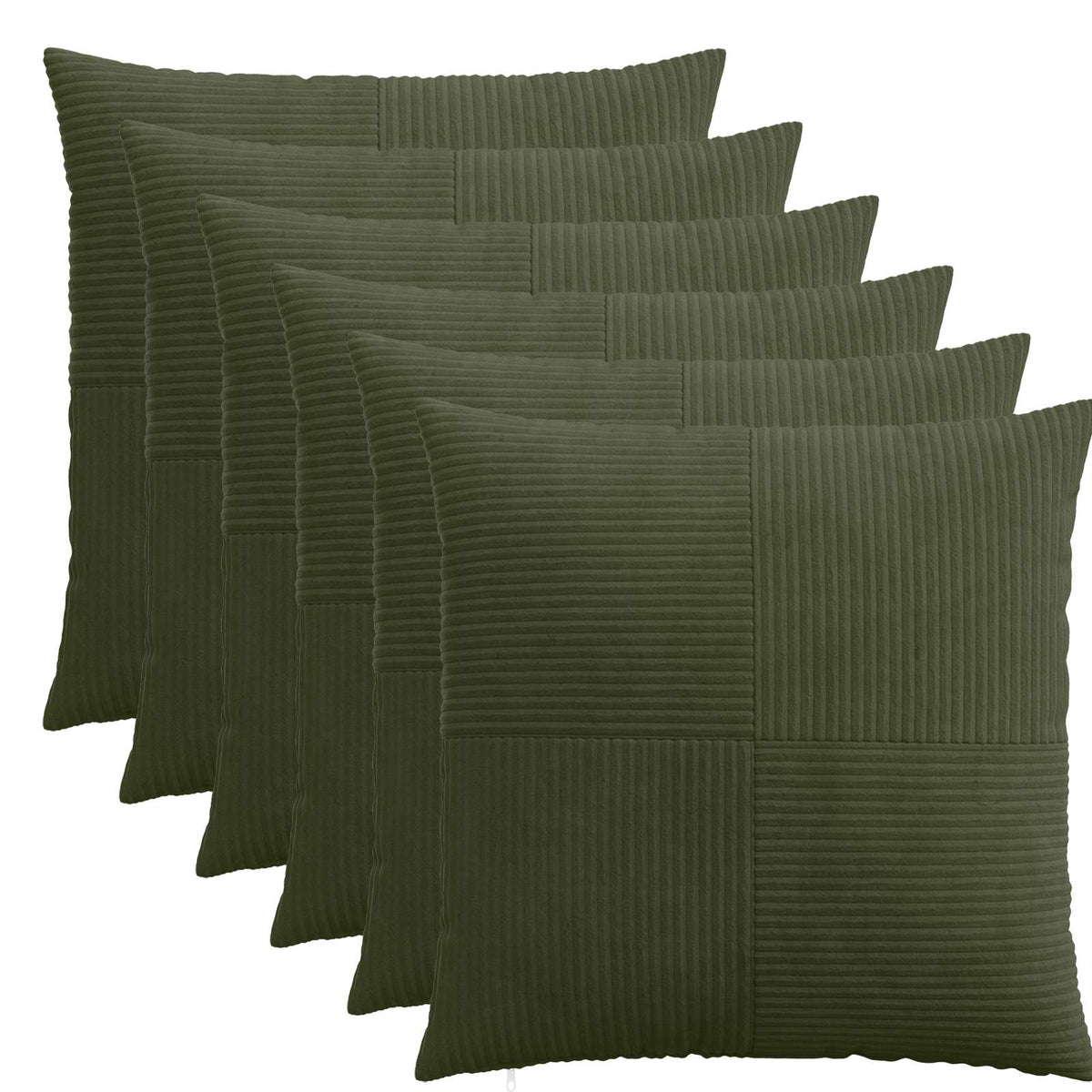 Cushion Cover 6 pcs ALMELO Green 70 x 70 cm Corduroy