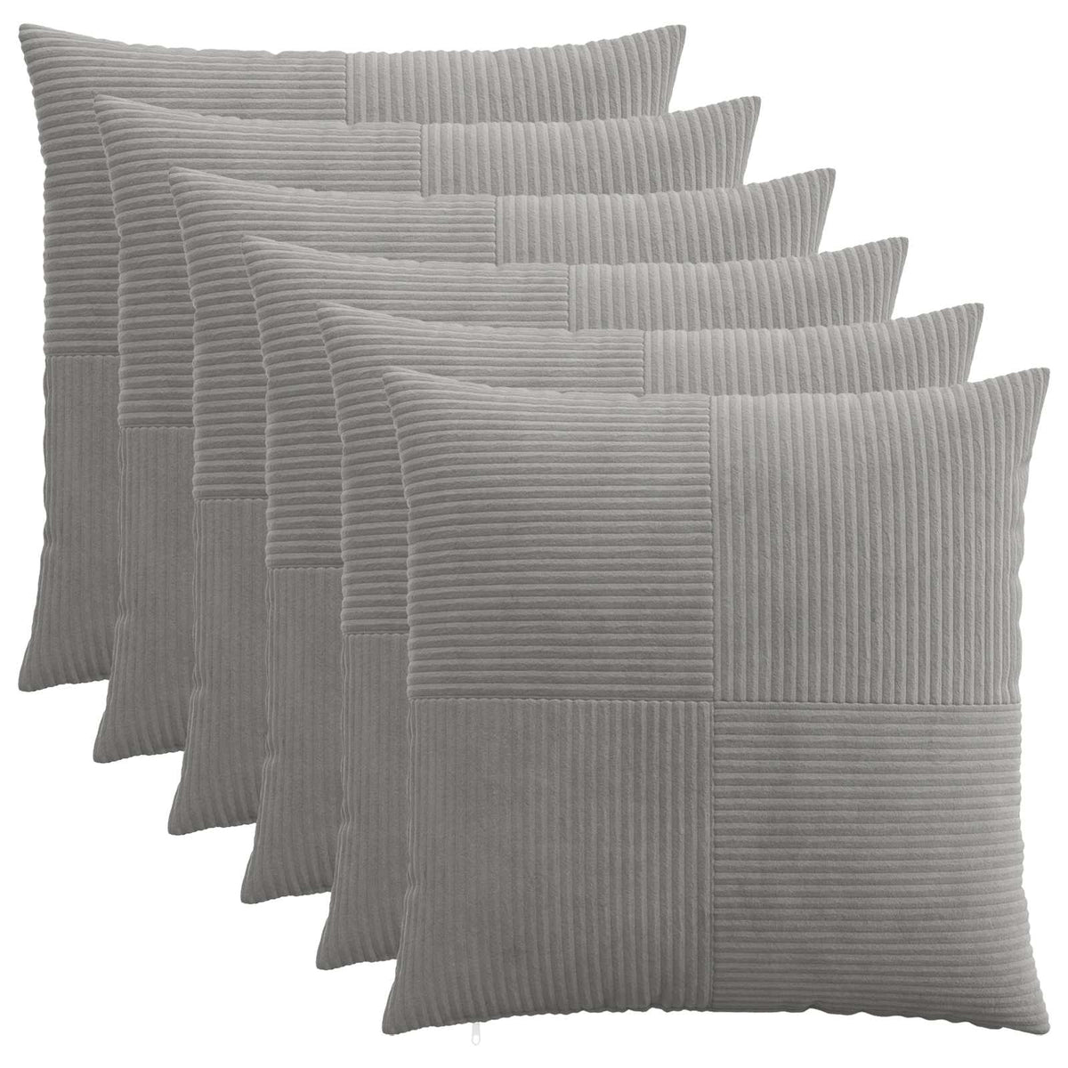 Cushion Cover 6 pcs ALMELO Light Grey 80 x 80 cm Corduroy