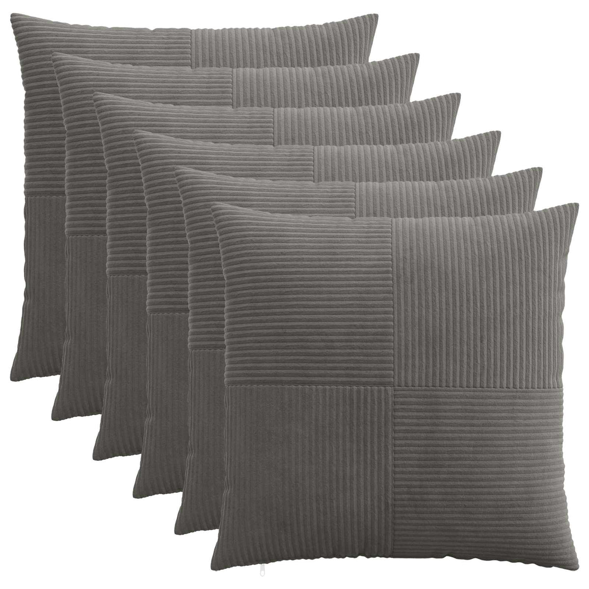 Cushion Cover 6 pcs ALMELO Dark Grey 80 x 80 cm Corduroy