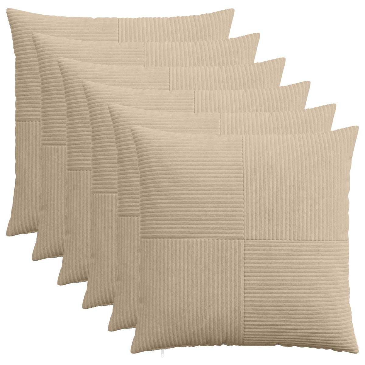 Cushion Cover 6 pcs ALMELO Taupe 80 x 80 cm Corduroy