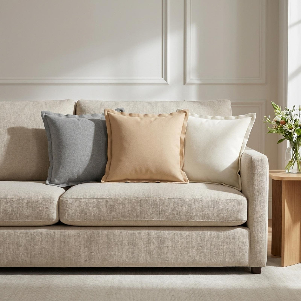 Throw Pillow 6 pcs HOUTEN Cloud Grey 35 x 35 cm Faux Linen