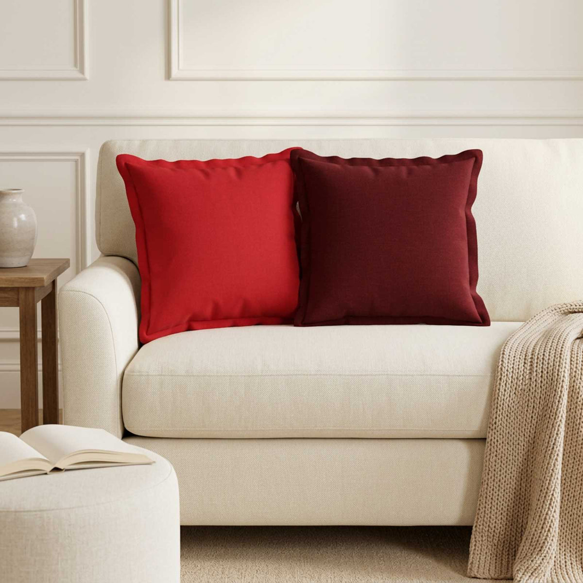 Throw Pillow 2 pcs HOUTEN Red 40 x 40 cm Faux Linen