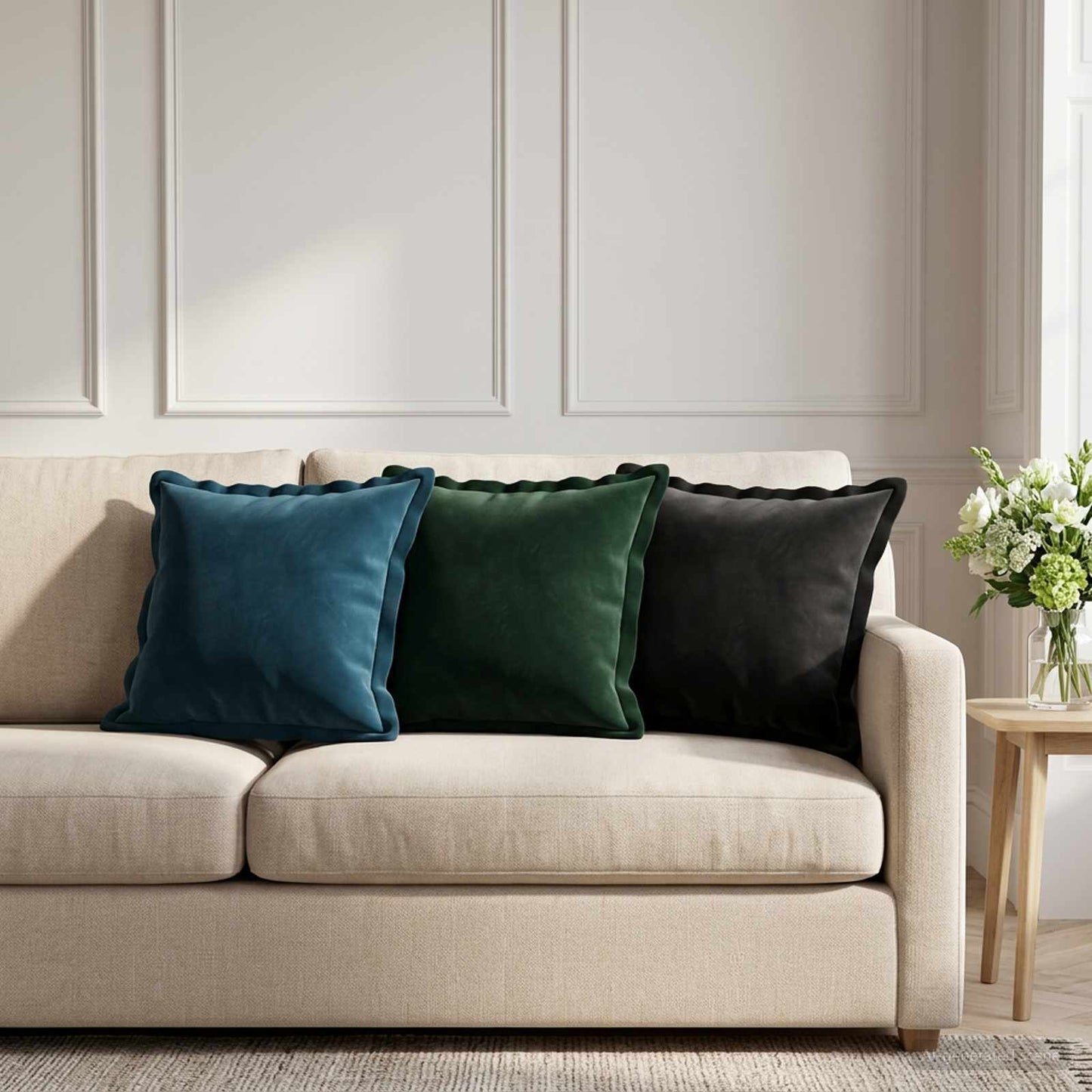 Cushion with Pillow HOUTEN 6 pcs Dark Green Velvet