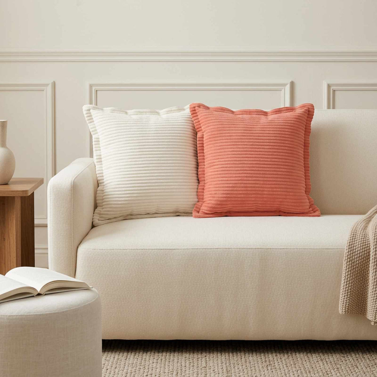 Cushion Cover 6 pcs HOUTEN Red Orange 40 x 40 cm Corduroy