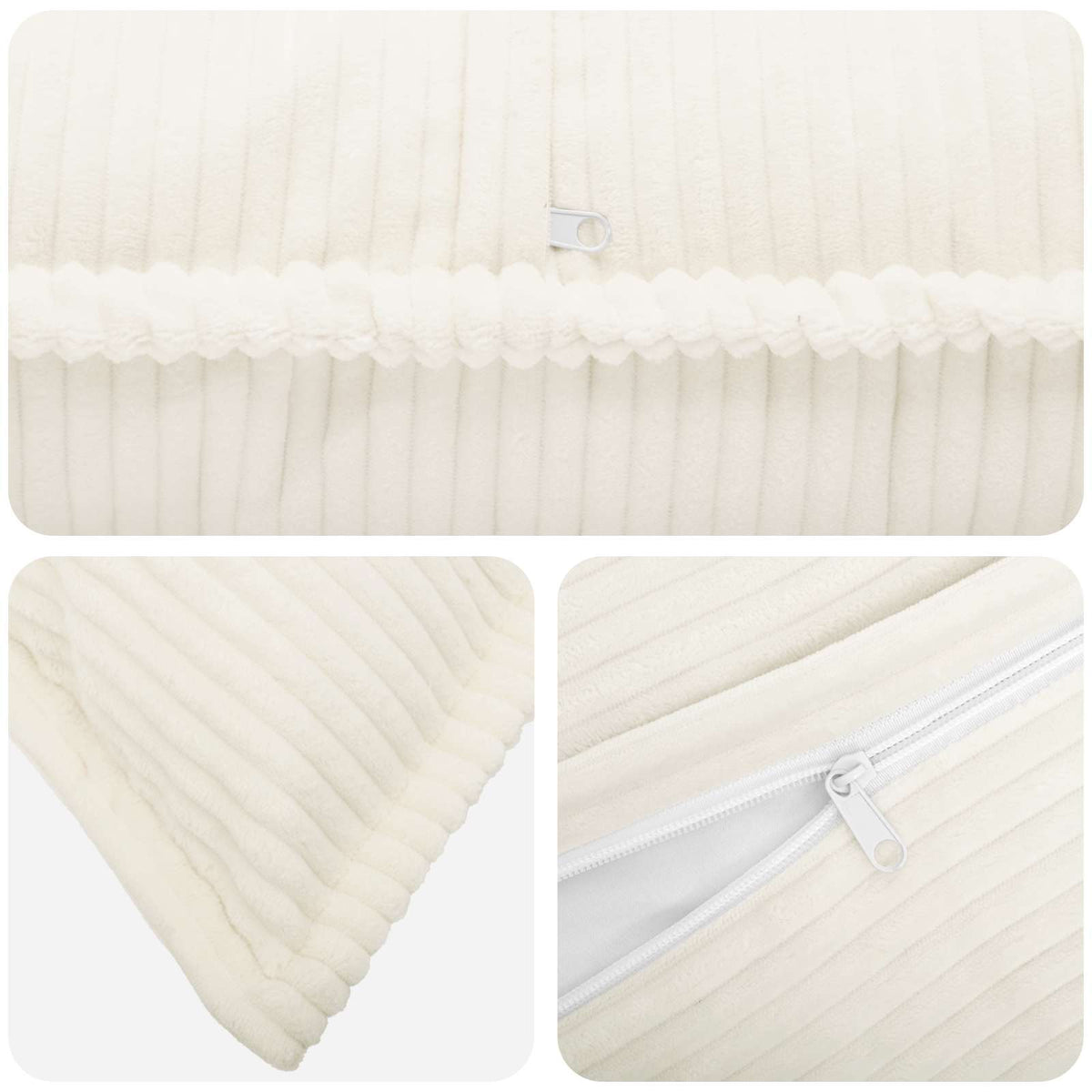 Cushion Cover 6 pcs HOUTEN Cream 30 x 30 cm Corduroy