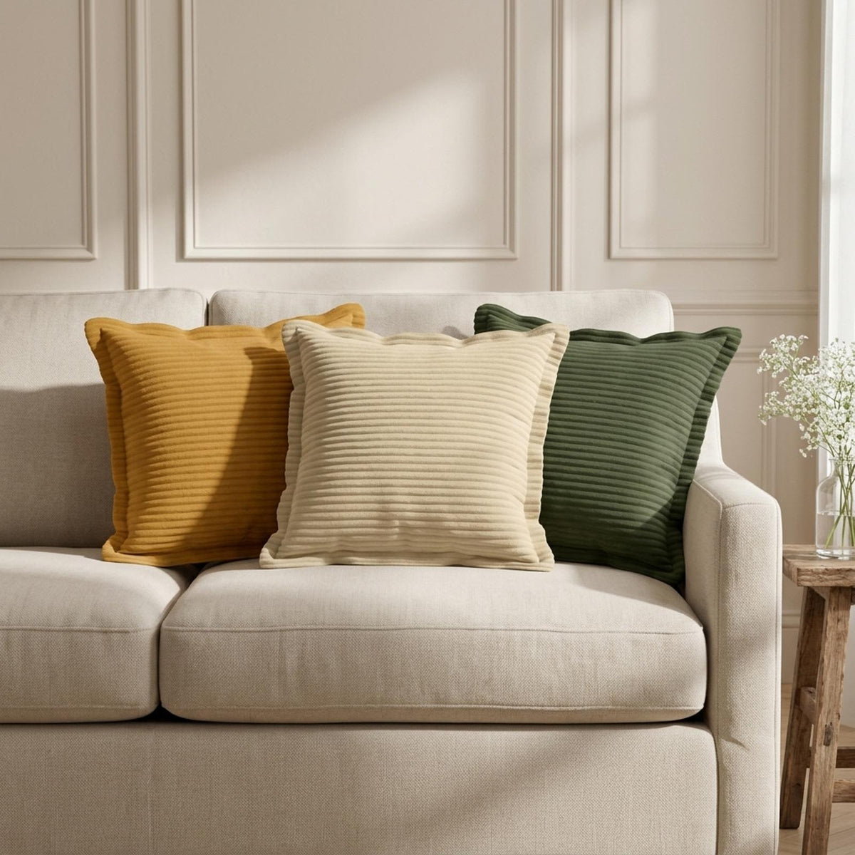 Cushion Cover 6 pcs HOUTEN Yellow 35 x 35 cm Corduroy
