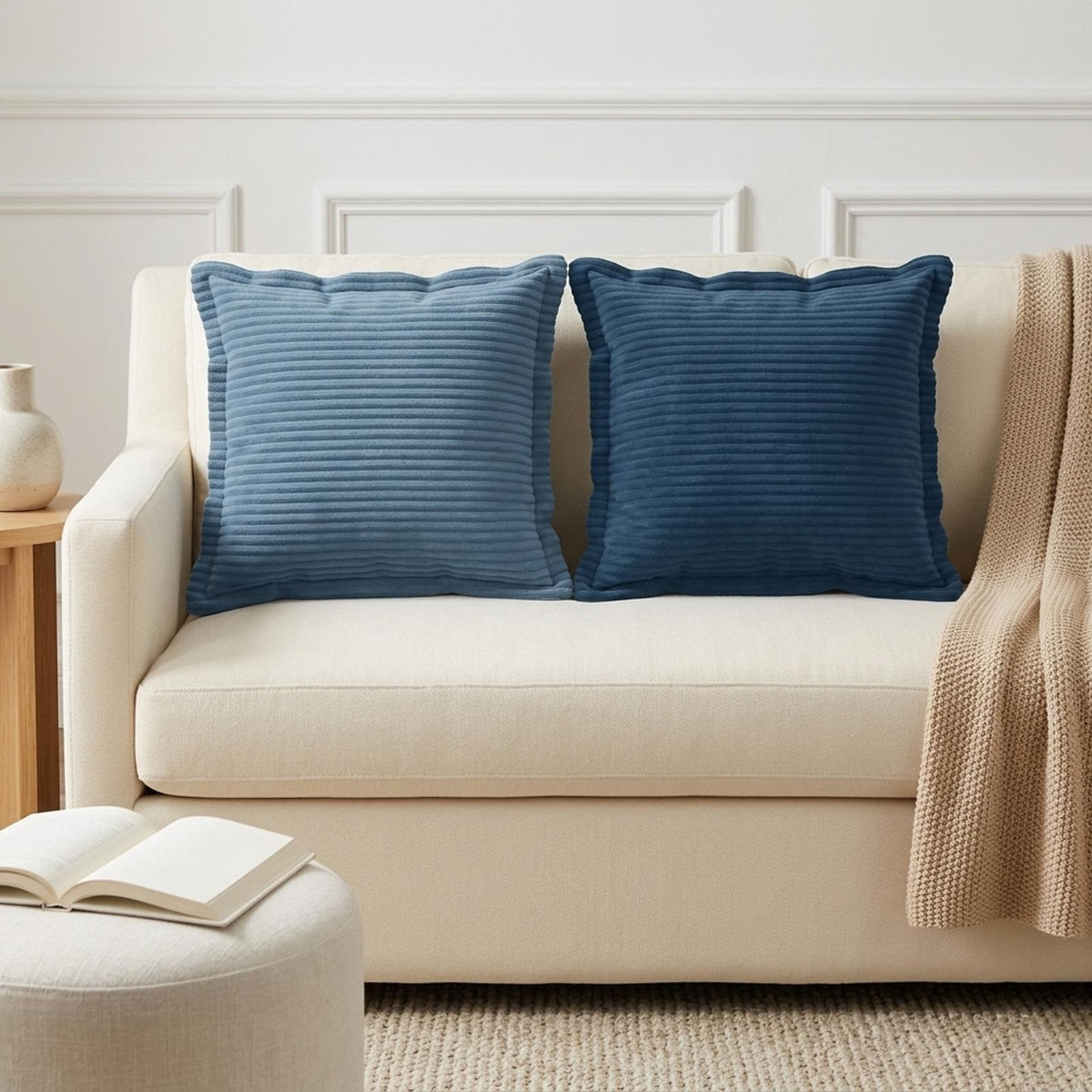 Cushion Cover 6 pcs HOUTEN Navy Blue 40 x 40 cm Corduroy