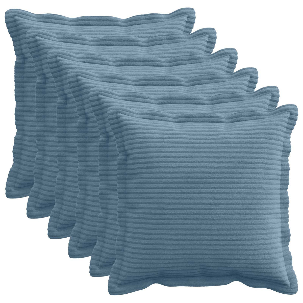 Cushion Cover 6 pcs HOUTEN Blue 30 x 30 cm Corduroy
