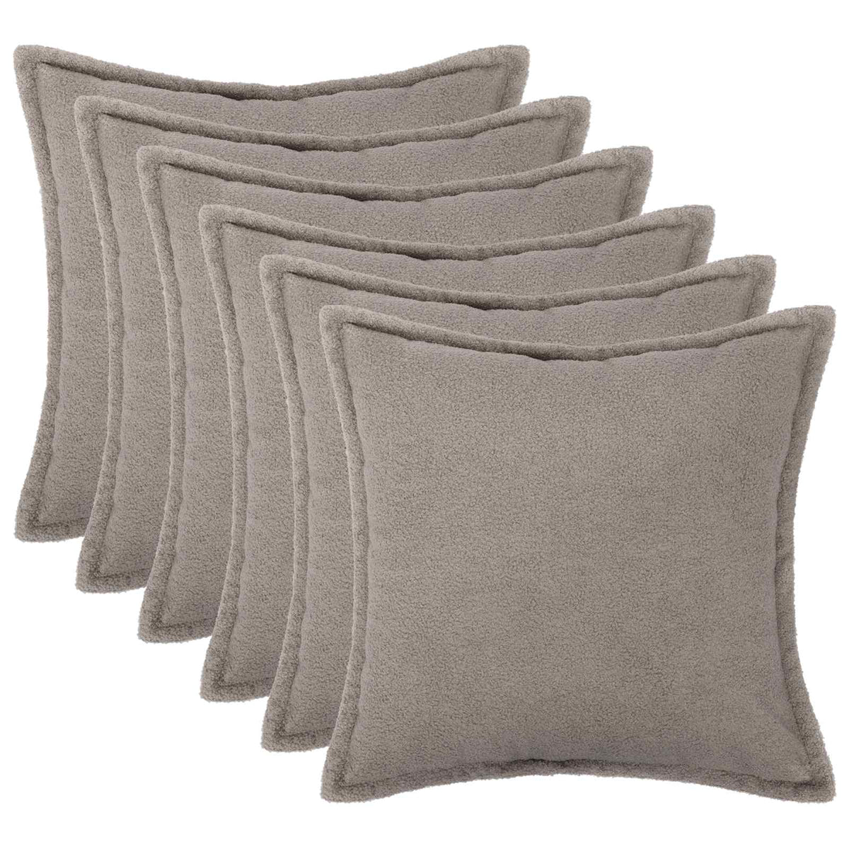 Cushion Cover 6 pcs HOUTEN Light Grey 30 x 30 cm Bouclé