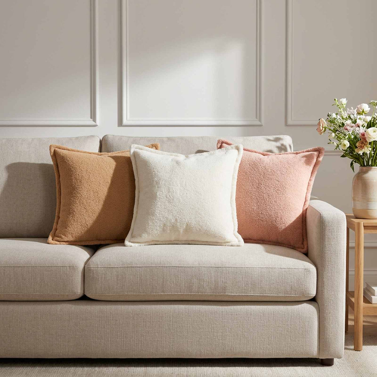 Cushion Cover 6 pcs HOUTEN Beige 35 x 35 cm Bouclé
