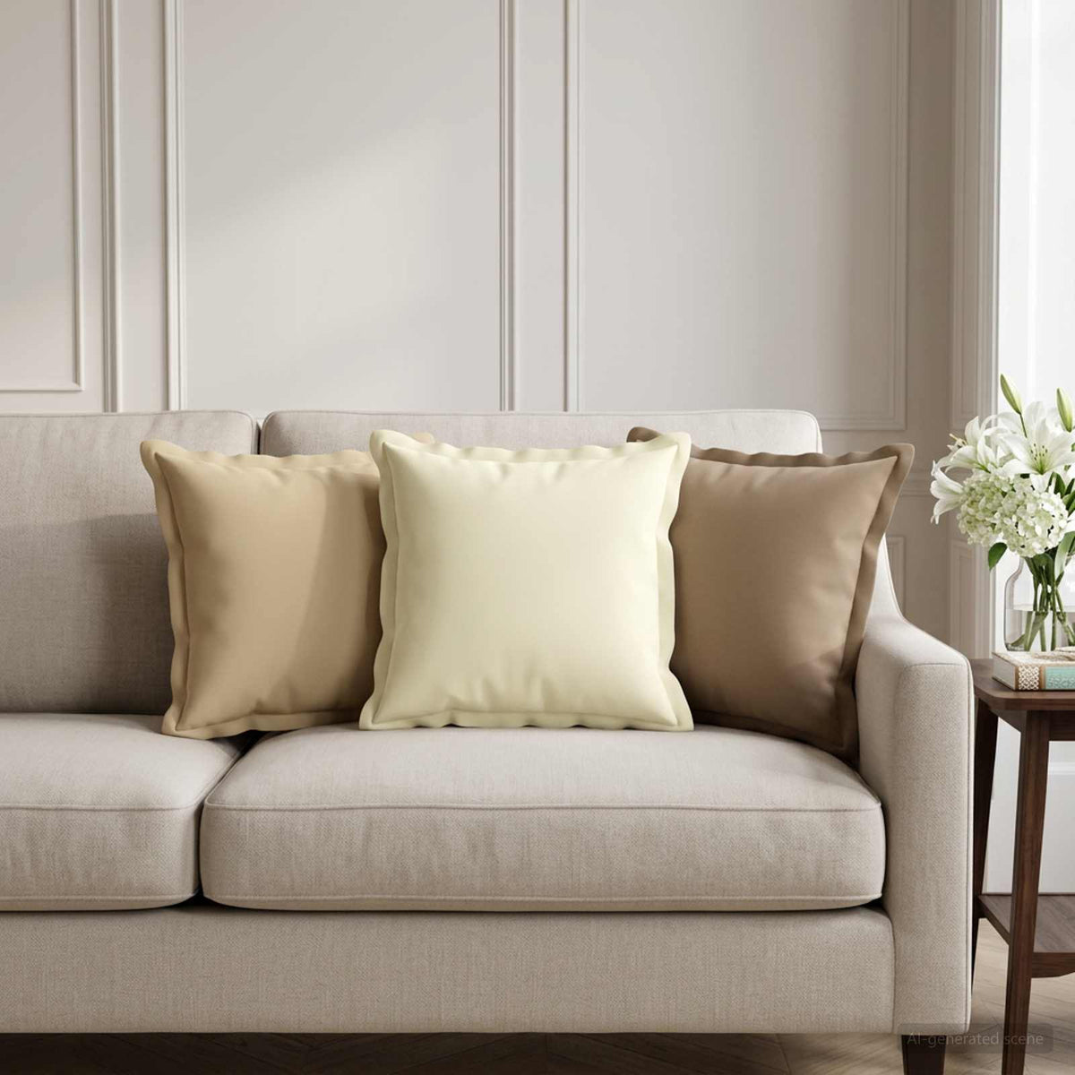 Cushion with Pillow HOUTEN 2 pcs Taupe Polyester