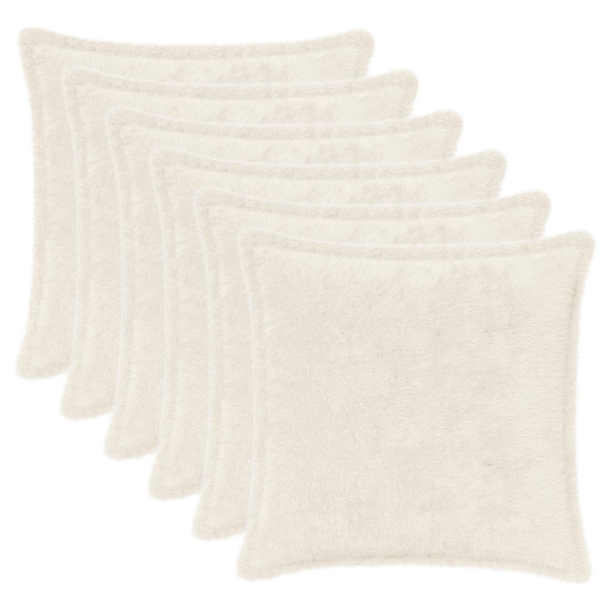 Cushion Cover 6 pcs HOUTEN White 30 x 30 cm Faux Rabbit Fur