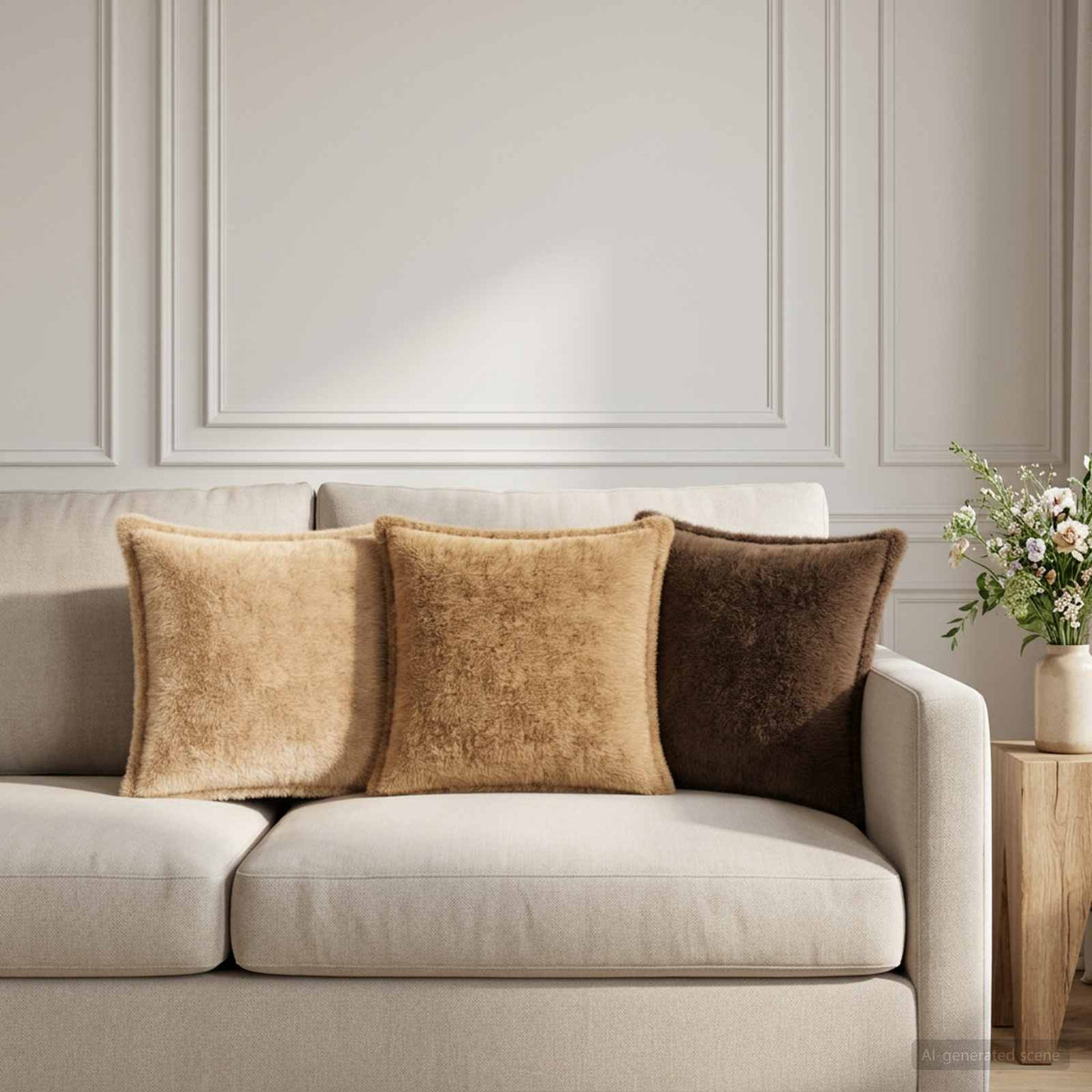 Cushion Cover 6 pcs HOUTEN Light Brown 35 x 35 cm