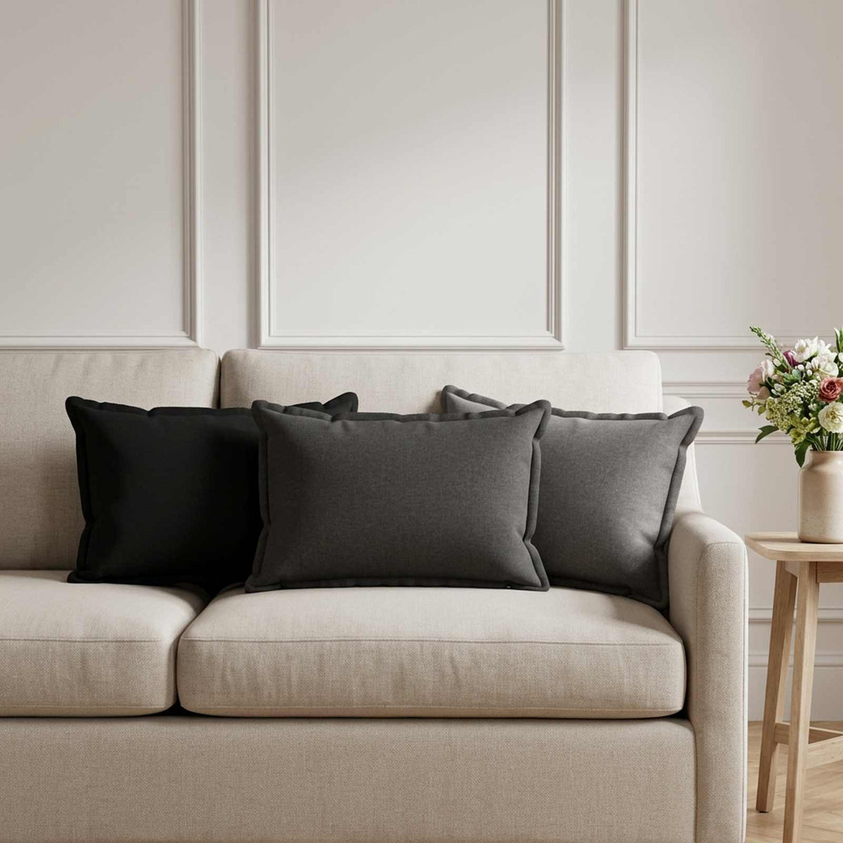 Throw Pillow 2 pcs HOUTEN Light Grey 40 x 60 cm Faux Linen