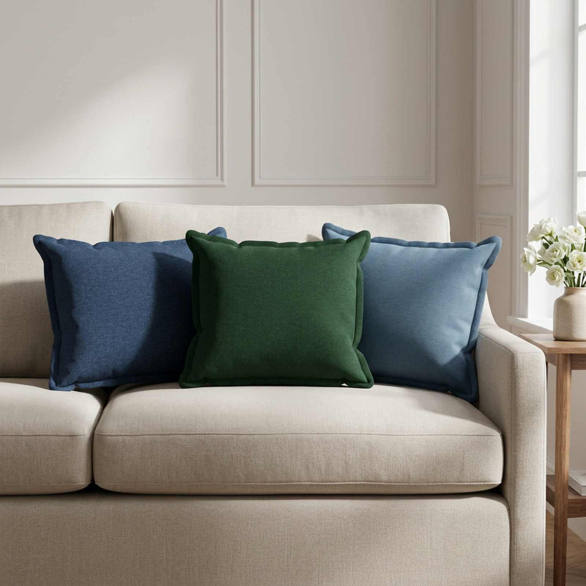 Throw Pillow 2 pcs HOUTEN Blue 30 x 50 cm Faux Linen