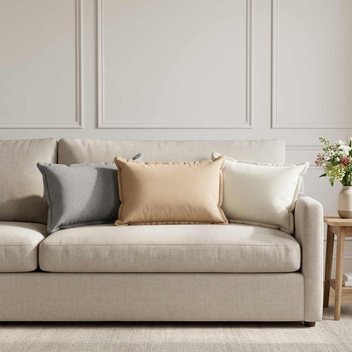 Throw Pillow 6 pcs HOUTEN White 30 x 50 cm Faux Linen