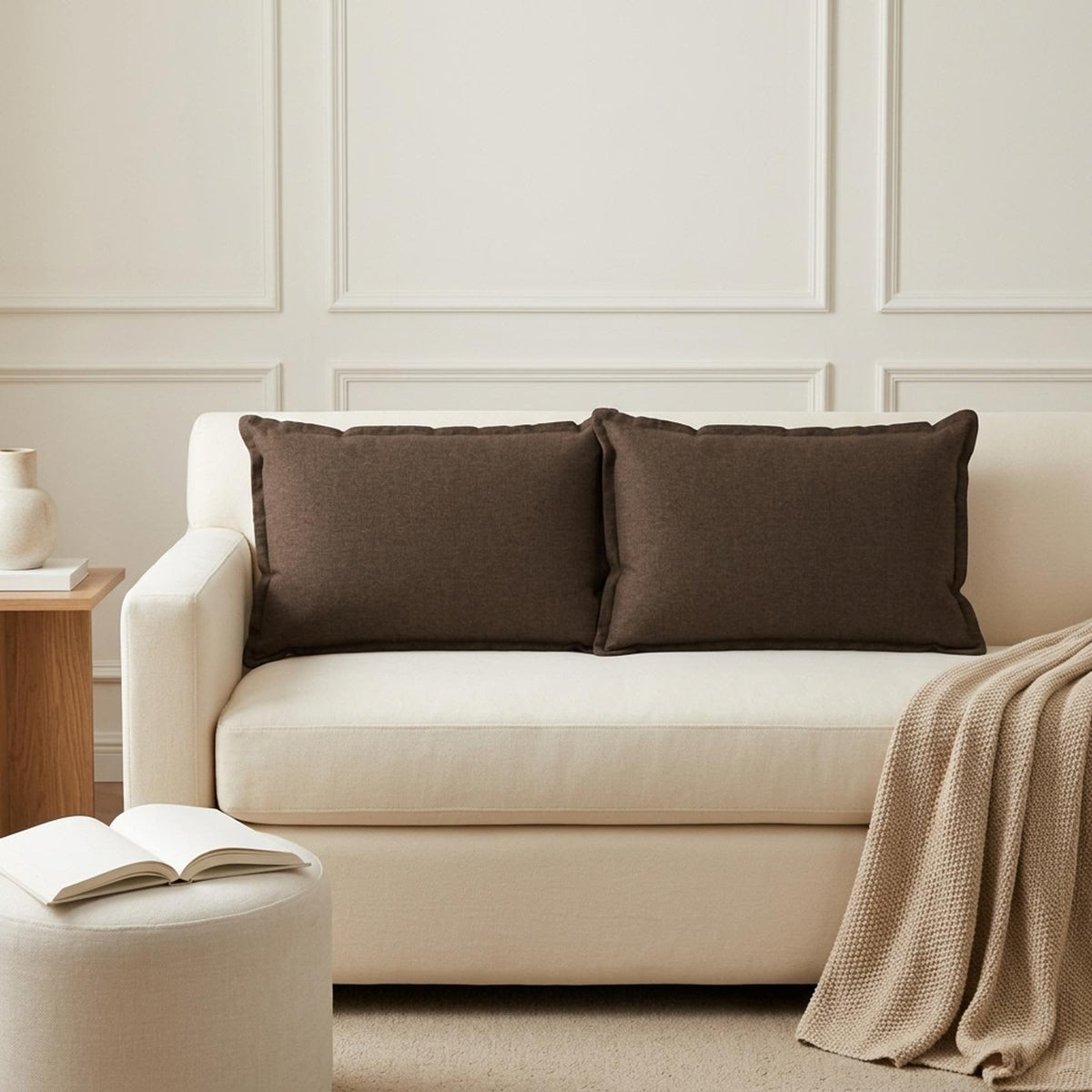 Throw Pillow 6 pcs HOUTEN Brown 40 x 60 cm Faux Linen