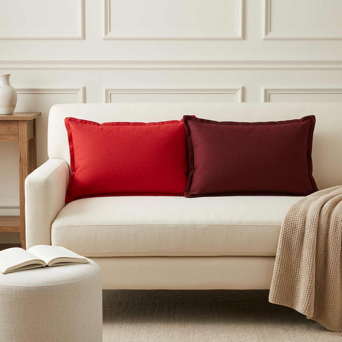 Throw Pillow 2 pcs HOUTEN Red 40 x 60 cm Faux Linen