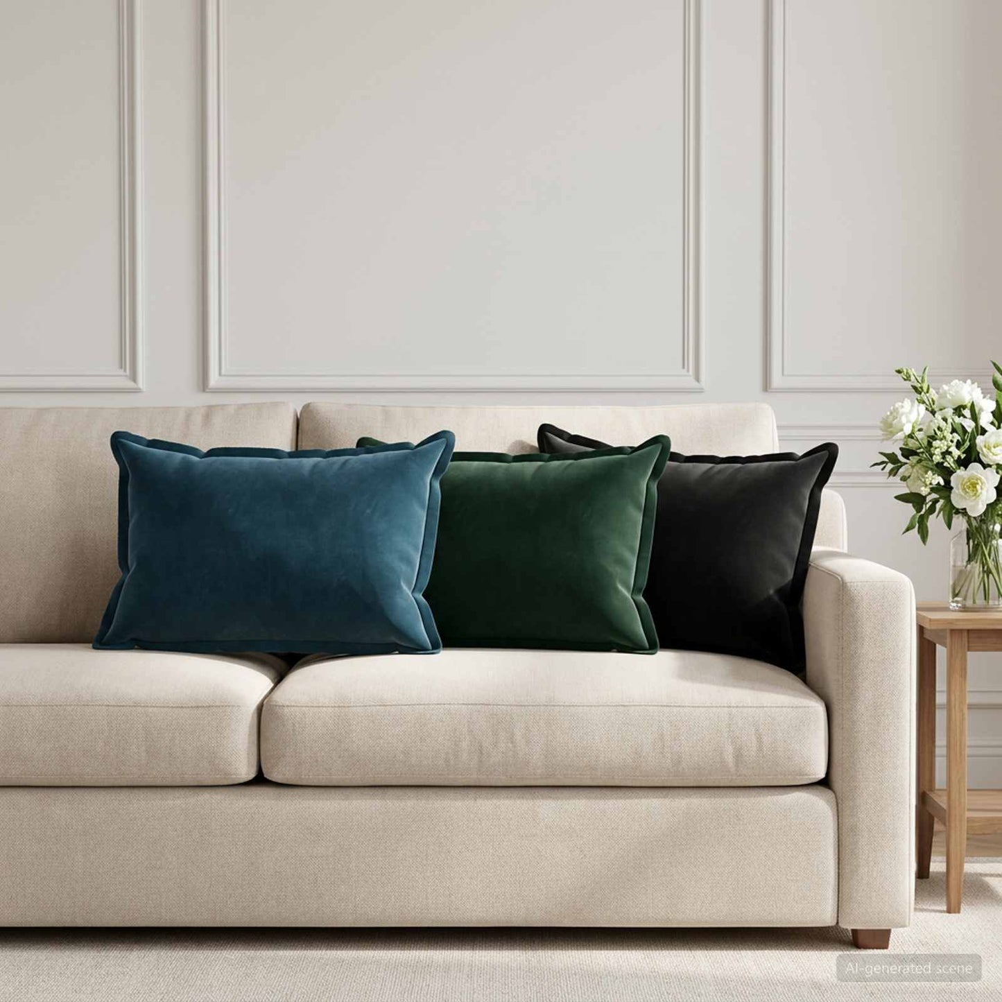 Cushion with Pillow HOUTEN 6 pcs Dark Green Velvet