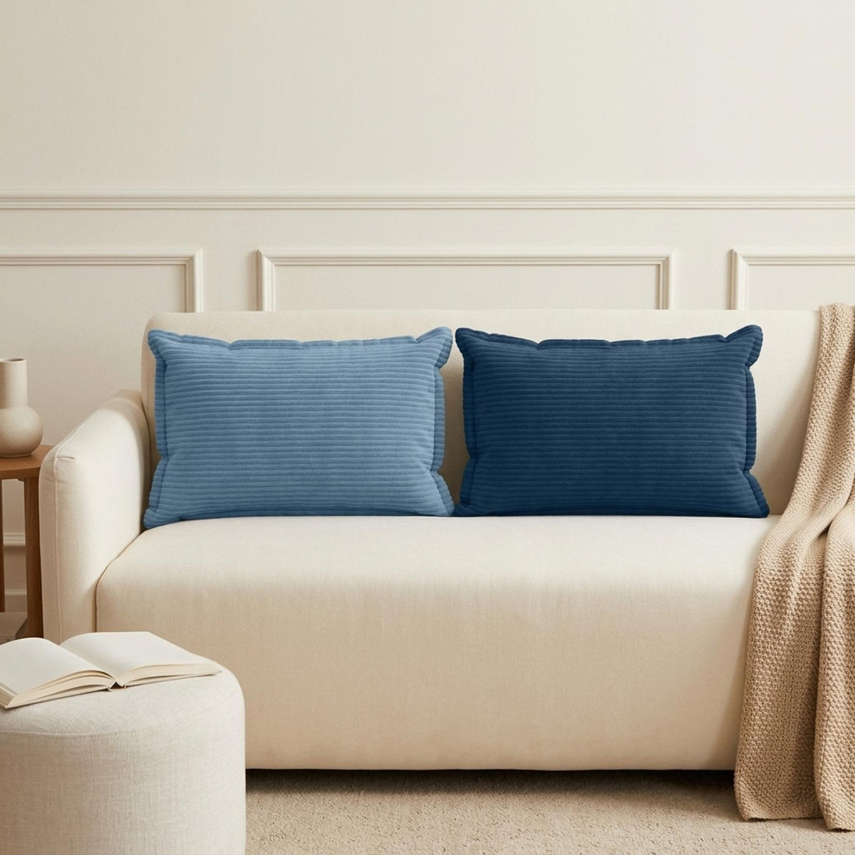 Cushion Cover 6 pcs HOUTEN Blue 40 x 60 cm Corduroy