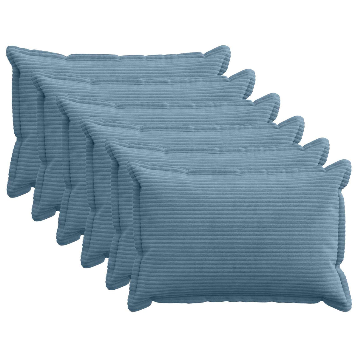 Cushion Cover 6 pcs HOUTEN Blue 30 x 50 cm Corduroy