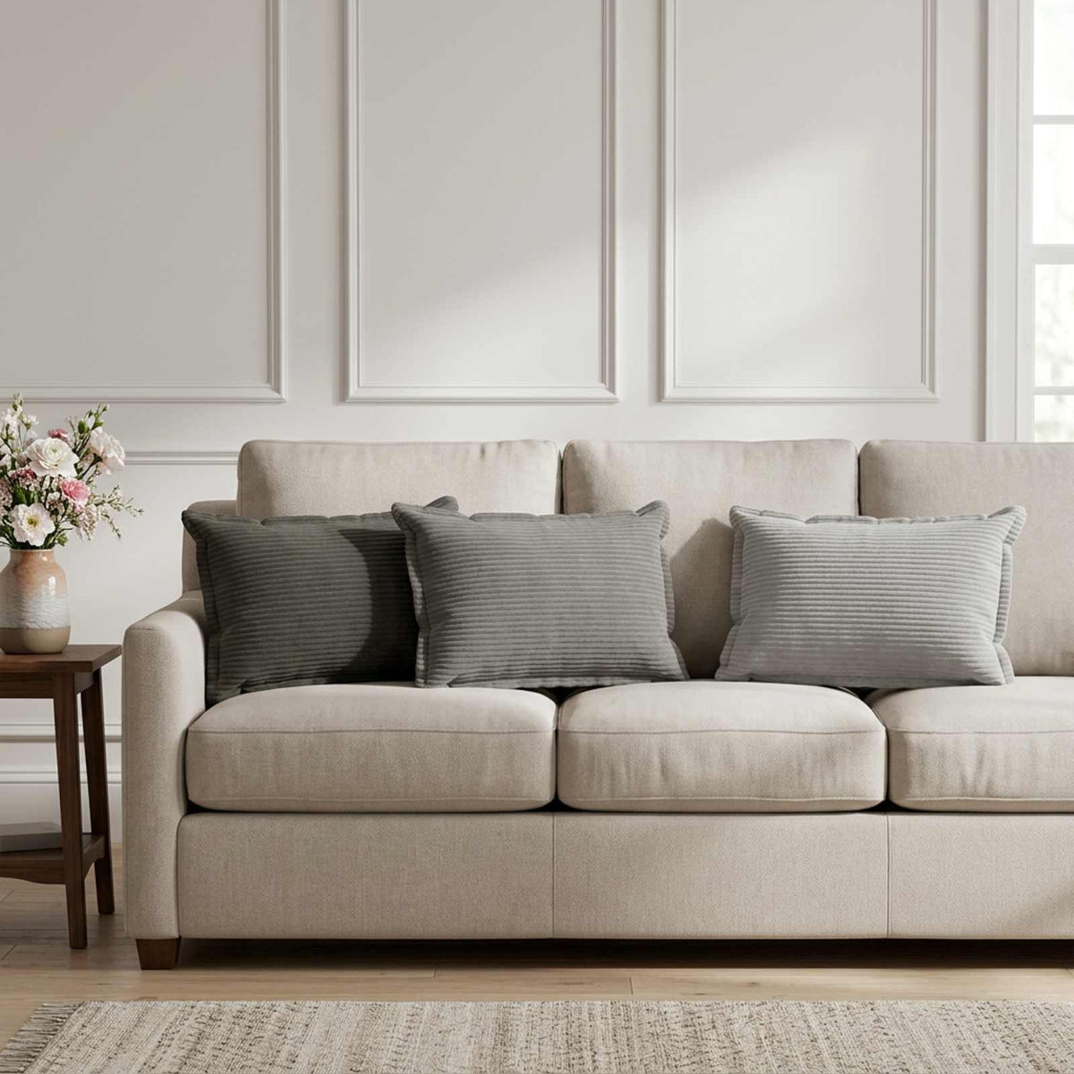 Cushion Cover 6 pcs HOUTEN Anthracite 30 x 50 cm Corduroy