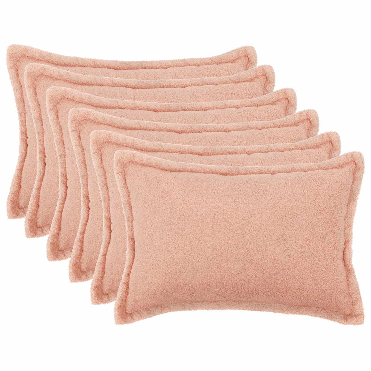 Cushion Cover 6 pcs HOUTEN Pink 30 x 50 cm Bouclé
