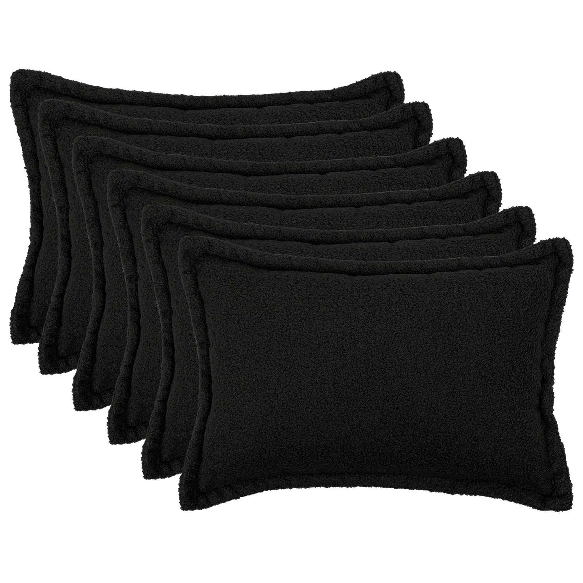 Cushion Cover 6 pcs HOUTEN Black 30 x 50 cm Bouclé