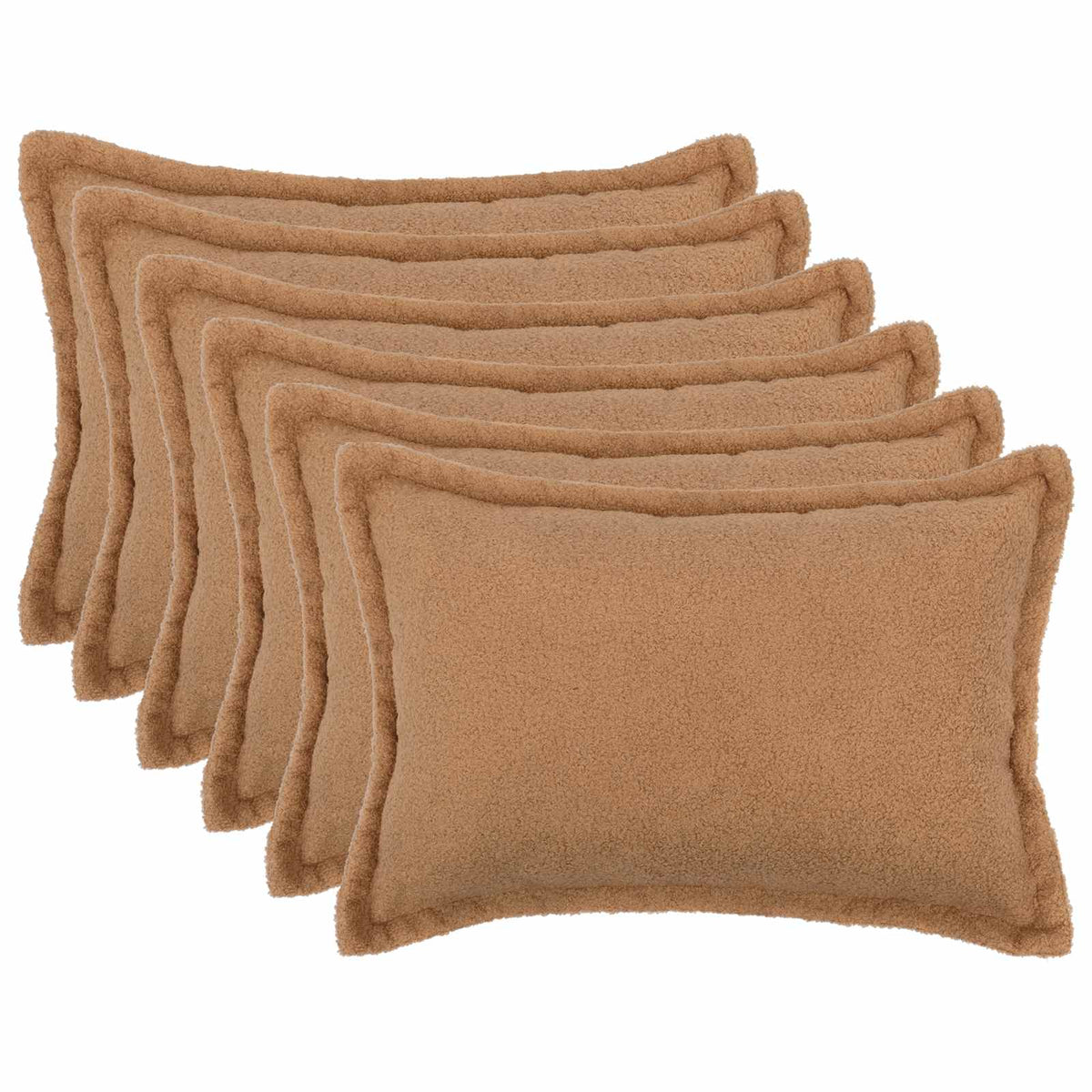 Cushion Cover 6 pcs HOUTEN Beige 30 x 50 cm Bouclé