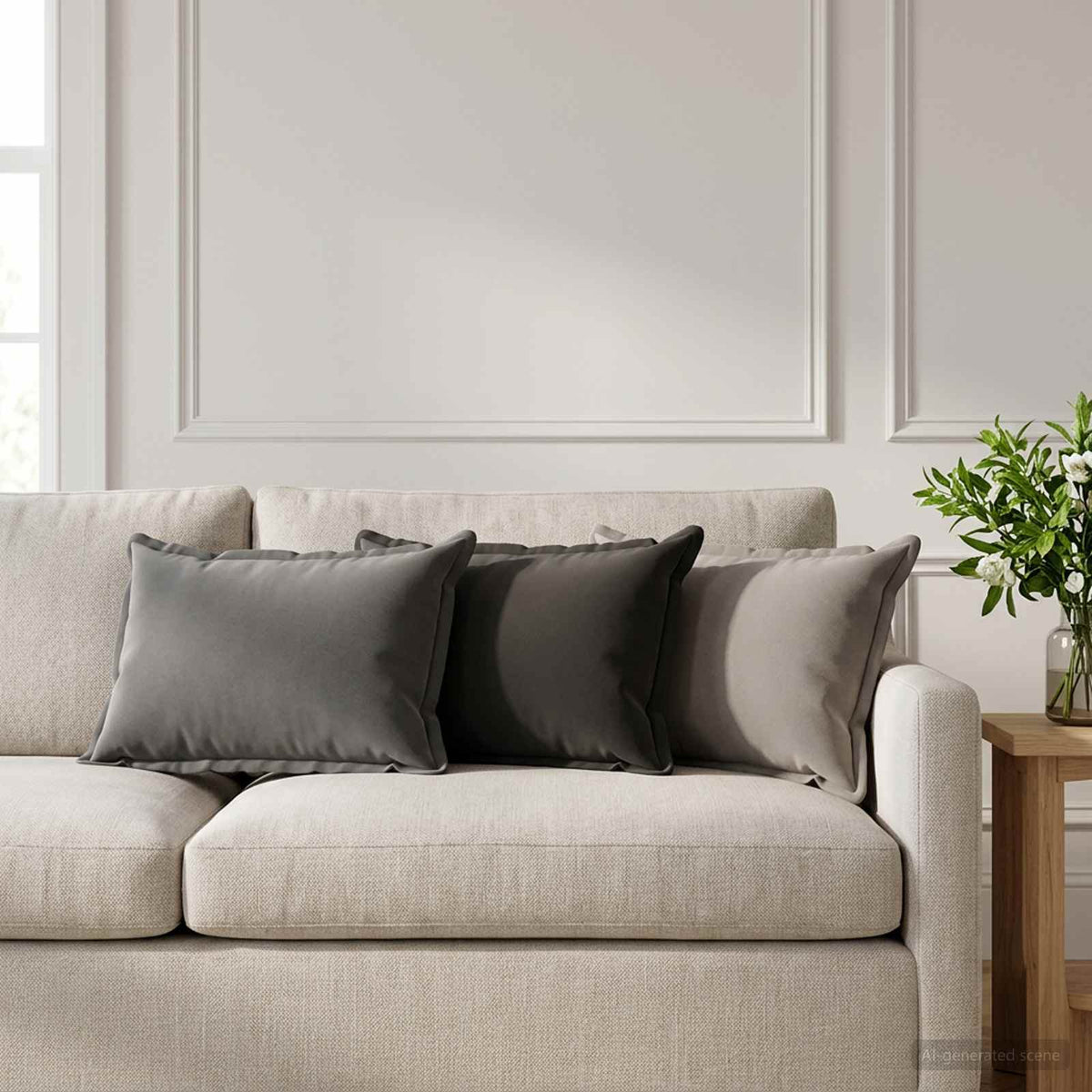 Cushion with Pillow HOUTEN 6 pcs Black Polyester