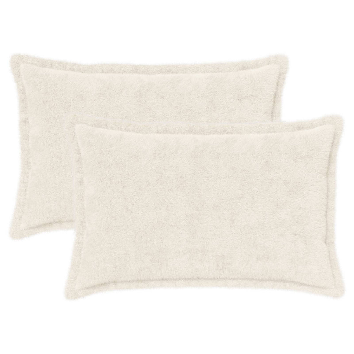 Cushion Cover 2 pcs HOUTEN White 30 x 50 cm Faux Rabbit Fur