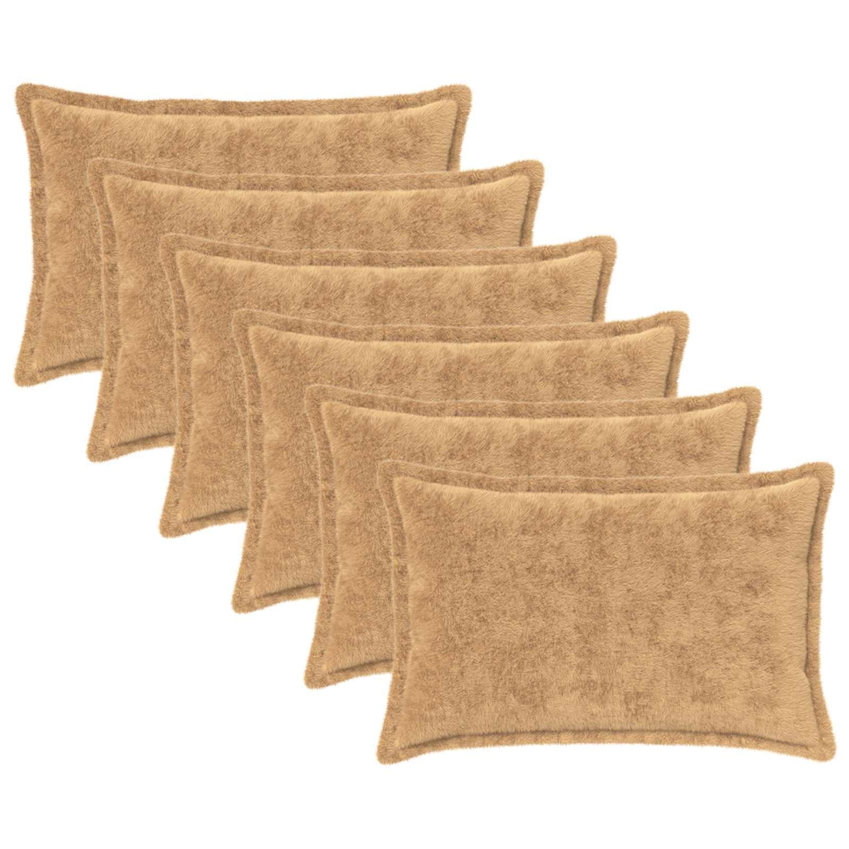 Cushion Cover 6 pcs HOUTEN Taupe 30 x 50 cm Faux Rabbit Fur