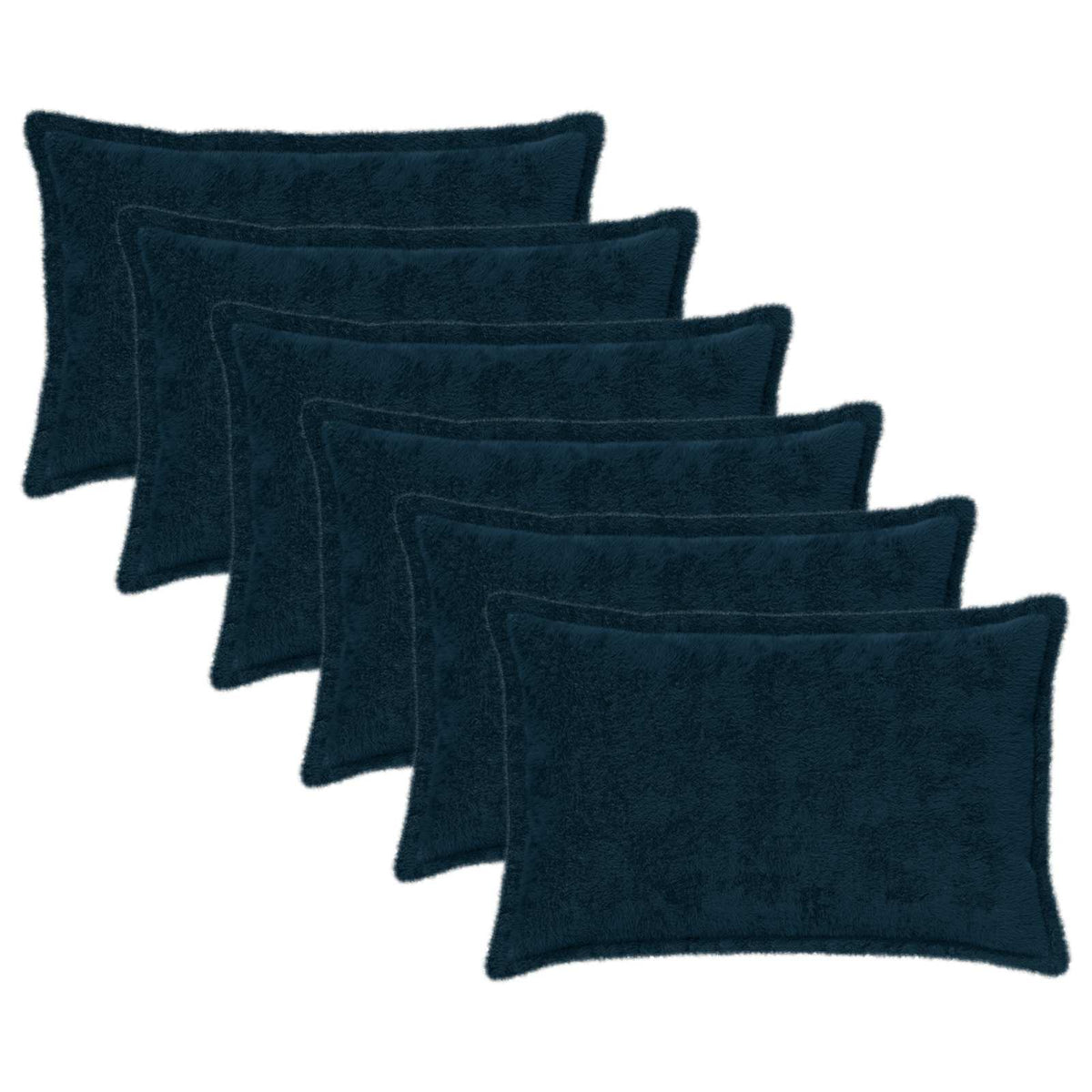 Cushion Cover 6 pcs HOUTEN Navy Blue 30 x 50 cm Faux Rabbit Fur