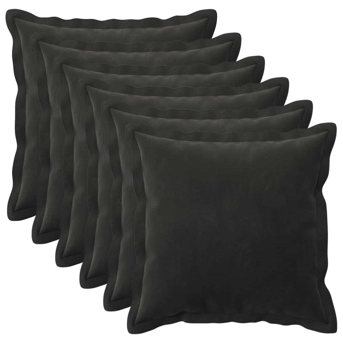 Cushion Cover 6 pcs HOUTEN Black 35 x 35 cm Velvet