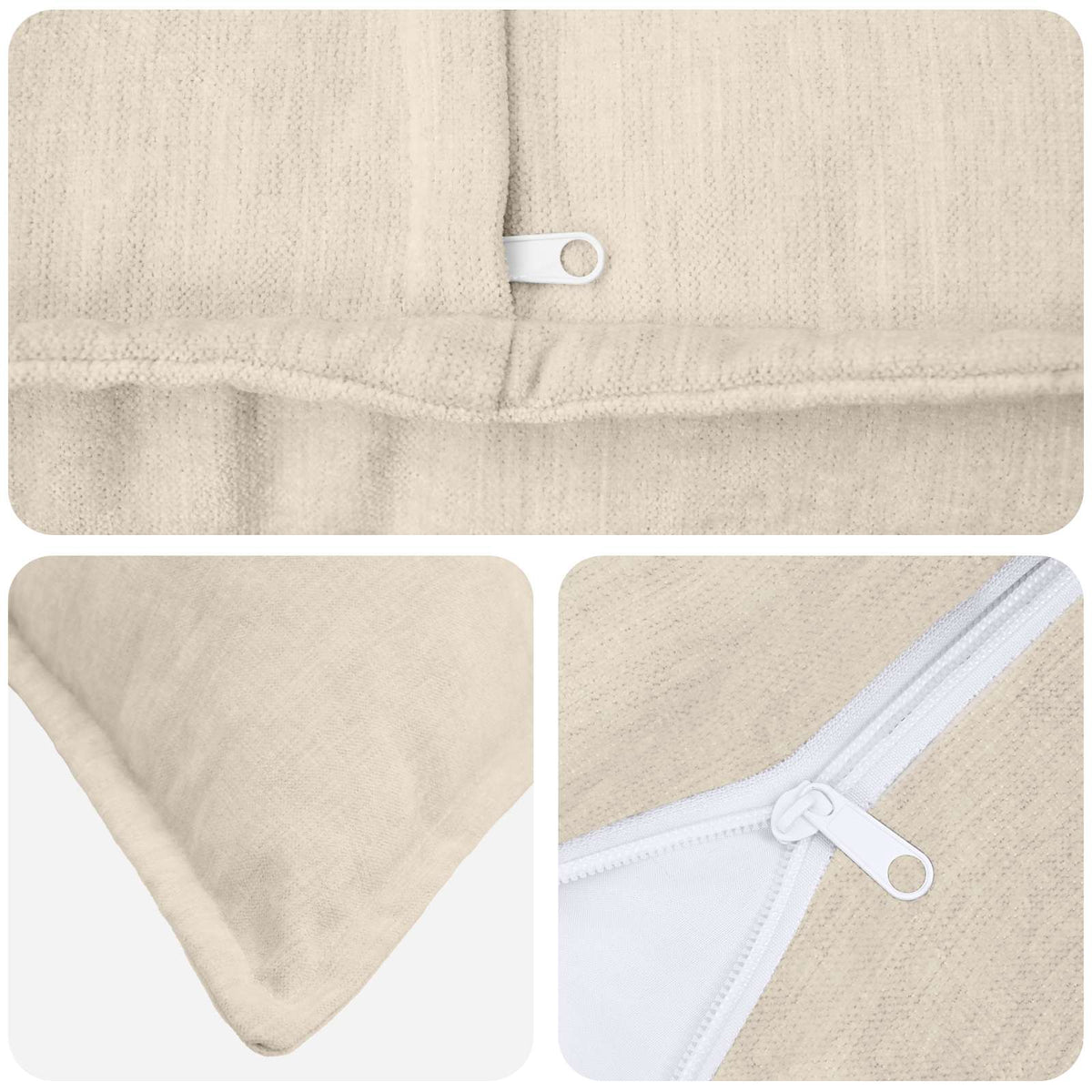 Cushion Cover 6 pcs HOUTEN Cream 35 x 35 cm Chenille Fabric